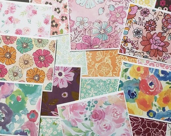 20 Note Cards With Envelopes - Handmade Blank Folded Notecards Set  -  Bulk Floral Stationery Gift