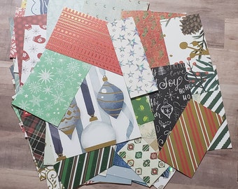 Christmas Scrap Paper Bundle - 100 Pc Scrapbook Paper Pack  - Destash for Junk Journal, Card Making, Scrapbooking, Collage