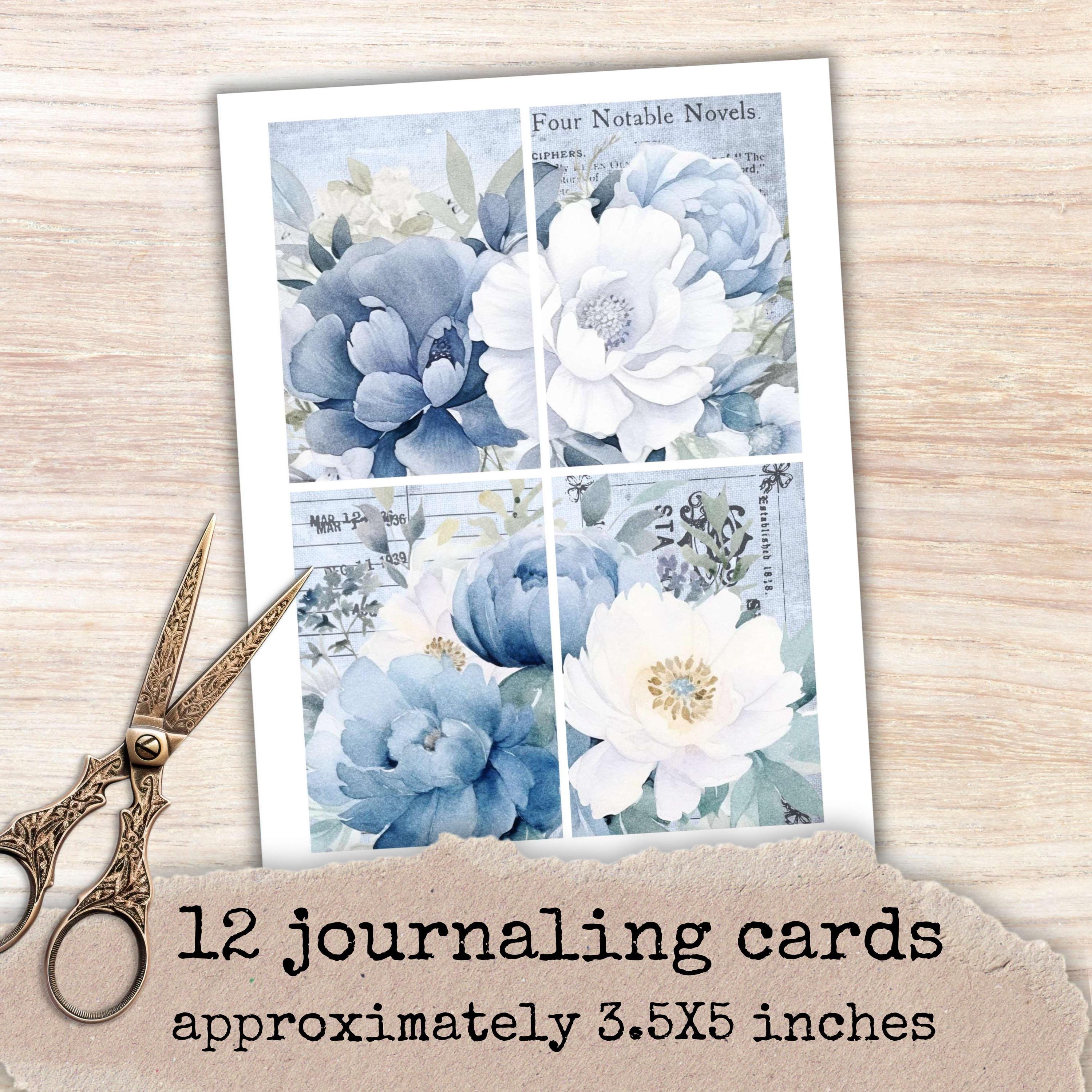 Dusty Blue Floral Ephemera - Printable Tags and Cards for Junk Journal ...