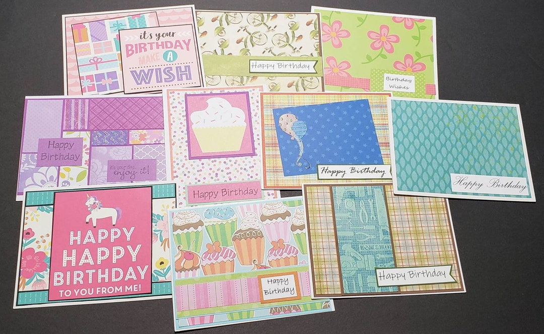 Birthday Card Pack - 10 Homemade Cards - Handmade Birthday Card Set - Etsy