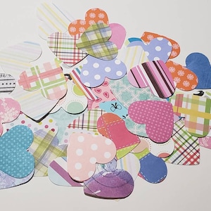 Paper Heart Cut Outs - 50 Patterned Paper Hearts - 2 Inch Heart Punches -  Assorted Paper Hearts