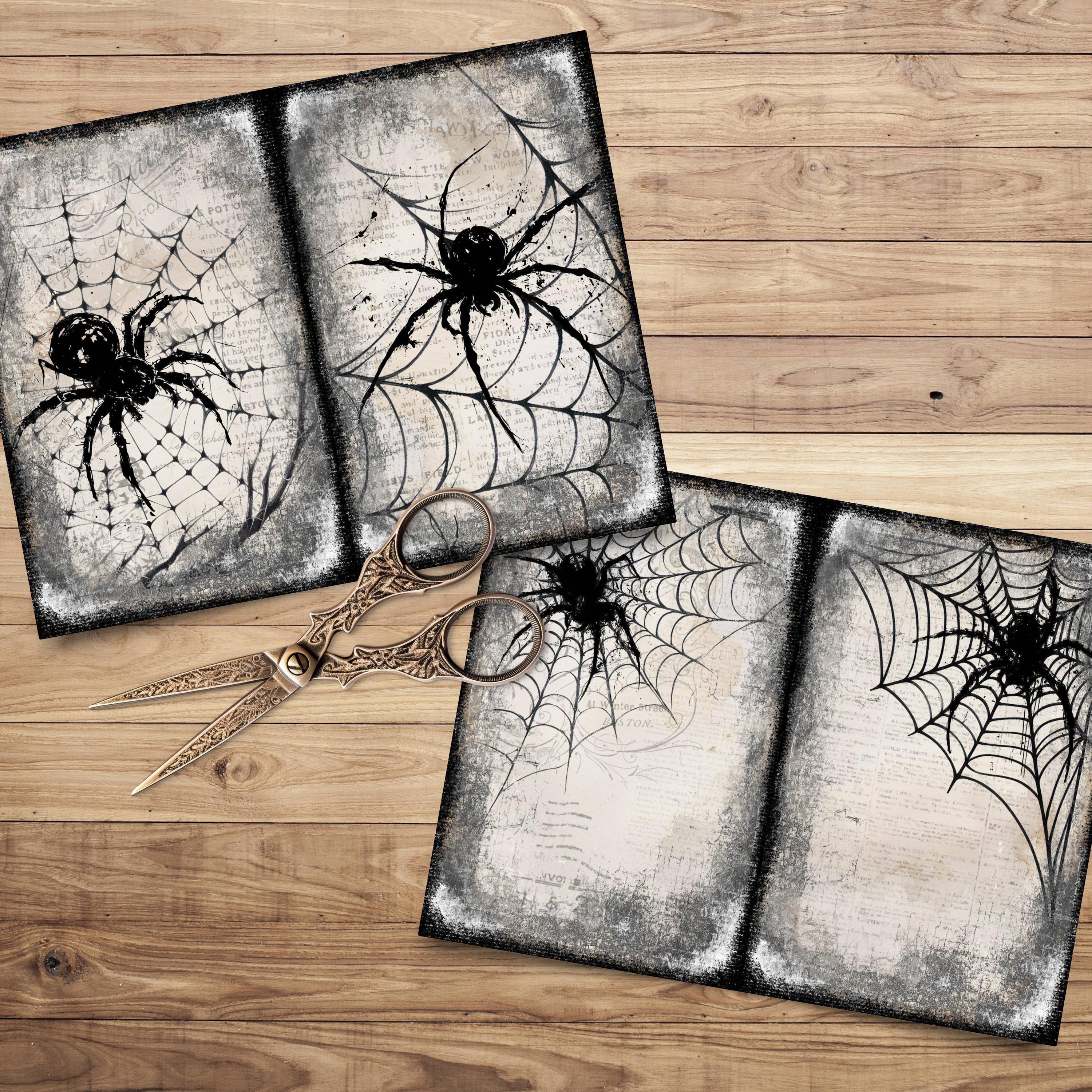 Spider Junk Journal Pages - Grungy Printable Halloween Paper - Spooky ...