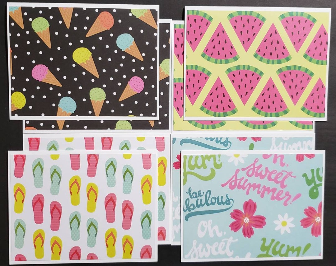 Note Cards With Envelopes - 8 Blank Note Cards - Summer Note Card Set ...