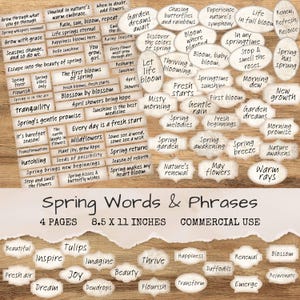 Spring Words and Phrases - Printable Scraps Ephemera for Junk Journal