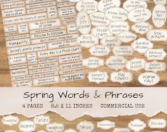 Spring Words and Phrases - Printable Scraps Ephemera for Junk Journal