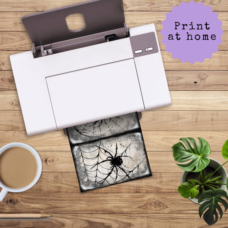 Spider Junk Journal Pages - Grungy Printable Halloween Paper - Spooky ...