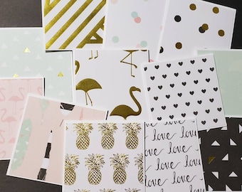 12 Mini Cards - Blank Cards with Envelopes - Thank You Enclosures -  Lunch Box Notes  - Mini Note Cards Set - Tiny Cards