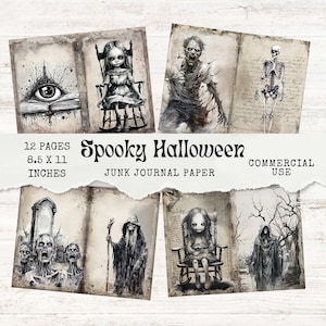 Spooky Junk Journal Kit - Creepy Gothic Halloween Paper - Printable Digital Ephemera Scrapbook Pages