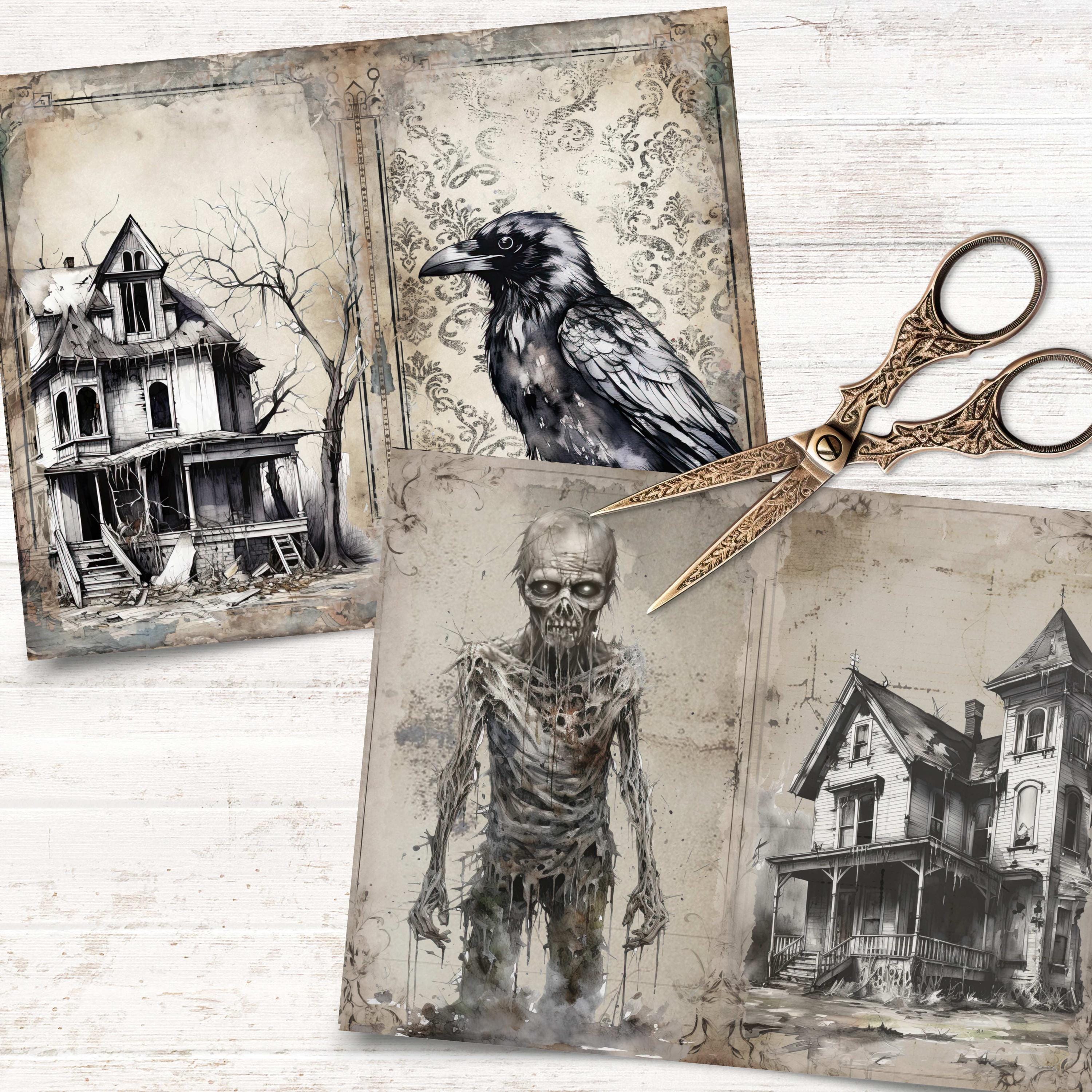 Spooky Junk Journal Kit - Creepy Gothic Halloween Paper - Printable ...