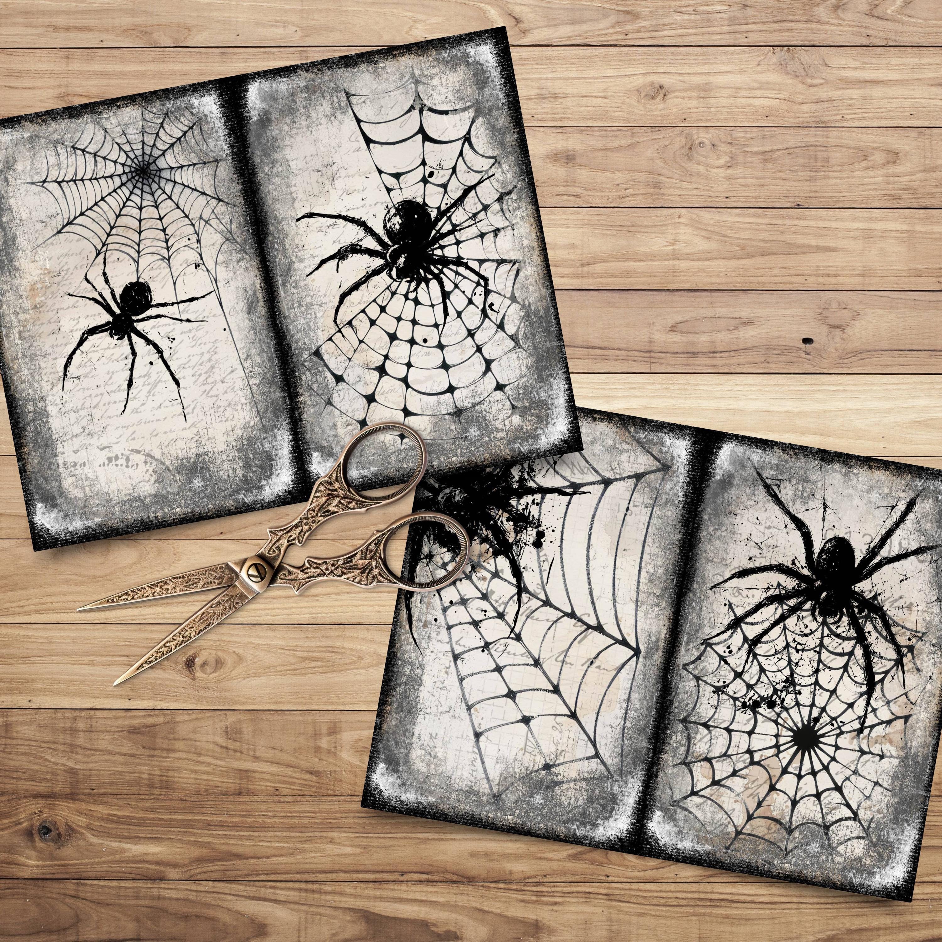 Spider Junk Journal Pages - Grungy Printable Halloween Paper - Spooky ...