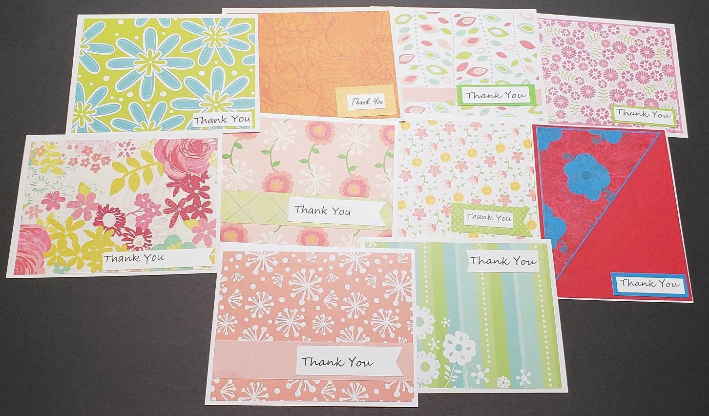 Thank You Card Pack - 10 Homemade Cards - Handmade Thank You Card Set ...