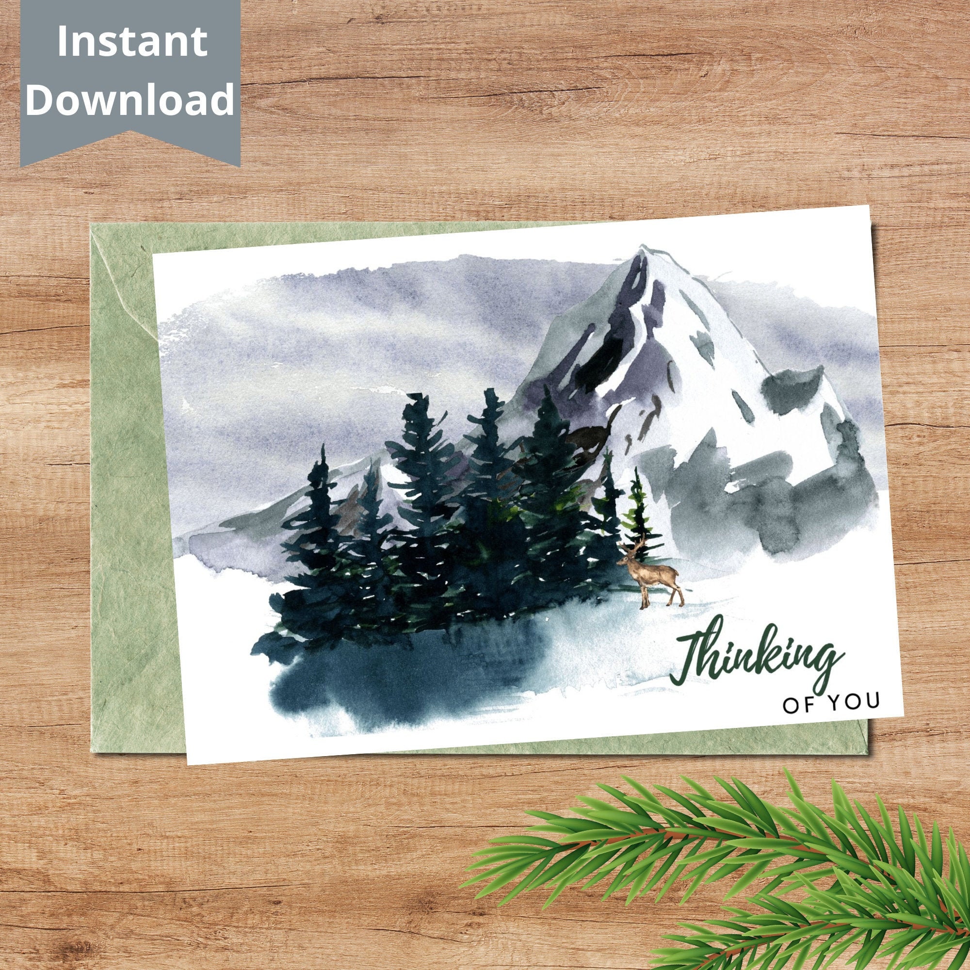 Printable Card - Instant Download 5x7 Thinking of You Greeting Card for ...