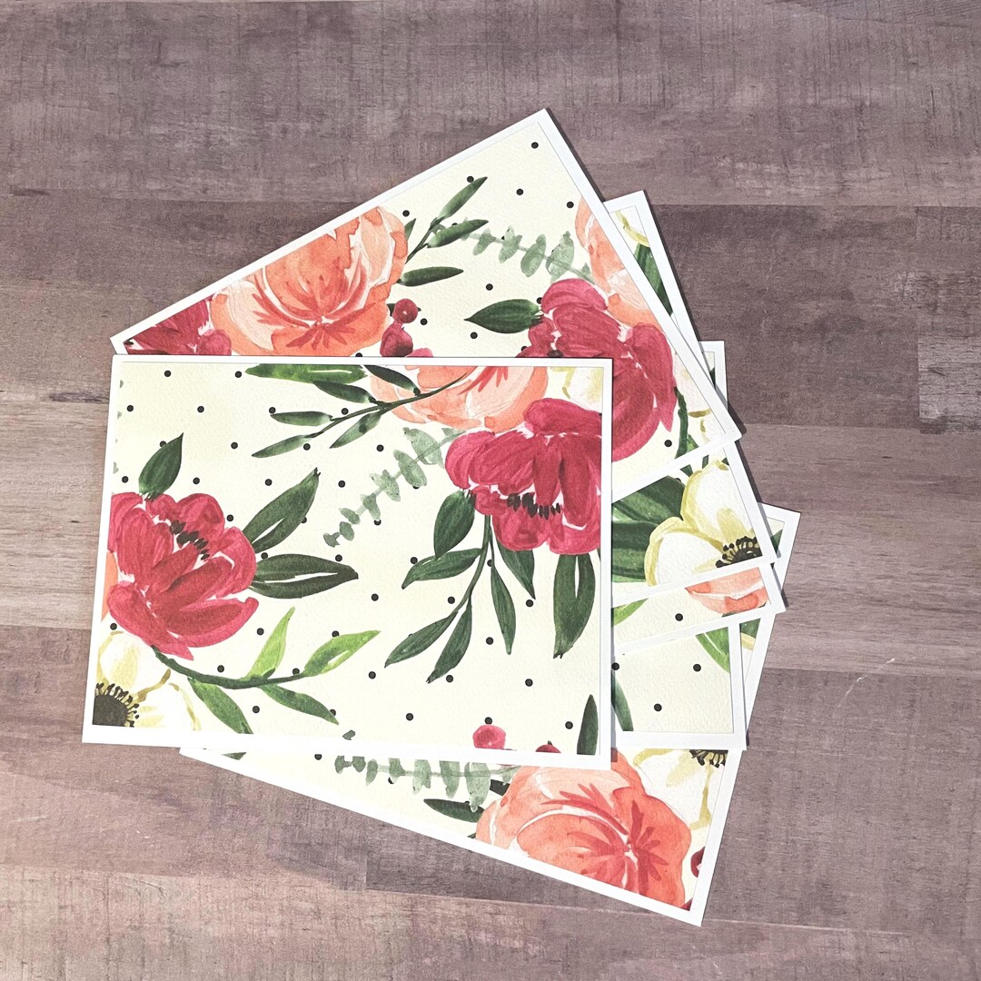 Handmade Floral Note Cards Set of 6 – Blank Inside With Envelopes - Etsy