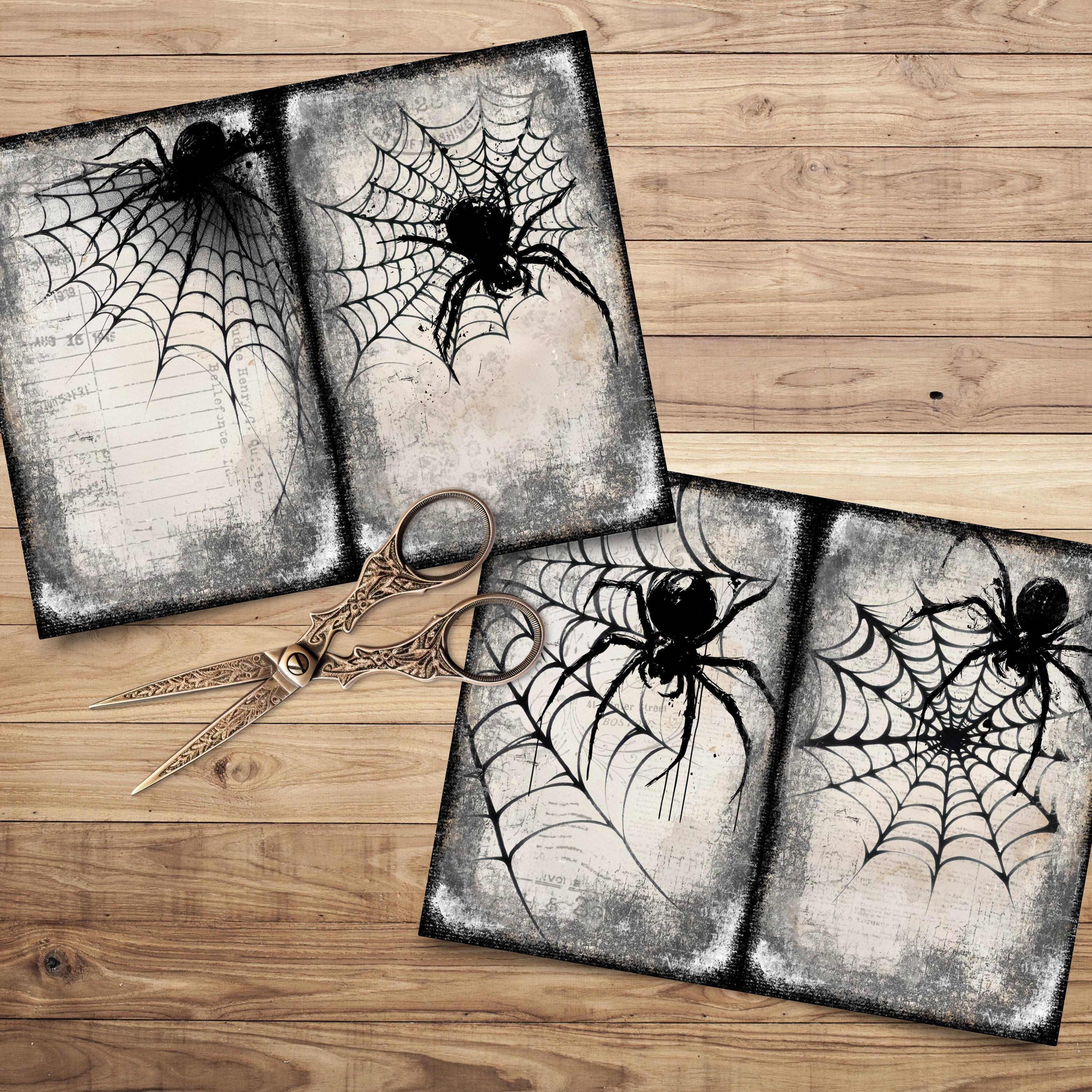 Spider Junk Journal Pages - Grungy Printable Halloween Paper - Spooky ...
