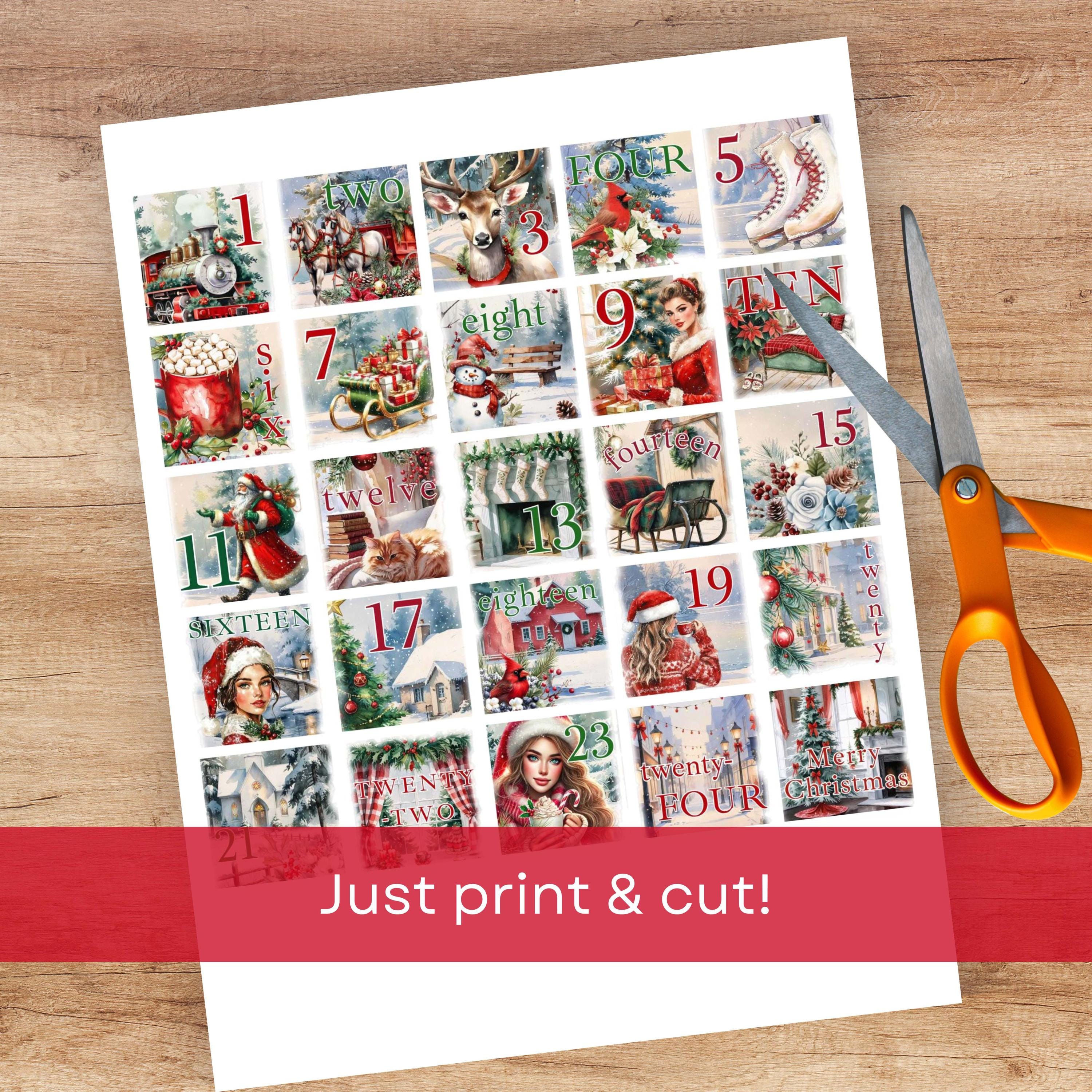 Advent Calendar Numbers Printable - Christmas Countdown Junk Journal ...