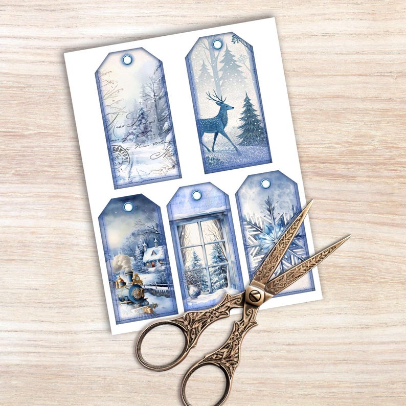 Winter Ephemera Kit - Blue Christmas Junk Journal Printable Tags ...