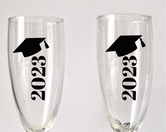 Graduation vinyl stickers, class of 2024 sticker, congrats grad , graduation gift sticker , cold cup labels, champagne flute stickers