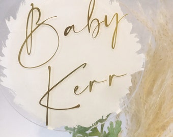 Acrylic cake topper personalised cake  topper baby shower cake topper  Birthday cake topper, clear acrylic cake topper, age cake topper
