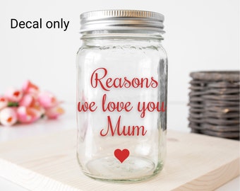 Mother’s Day gift, Personalised decal, jar decal, vinyl custom  name, Mother’s Day stickers, happy Mother’s Day