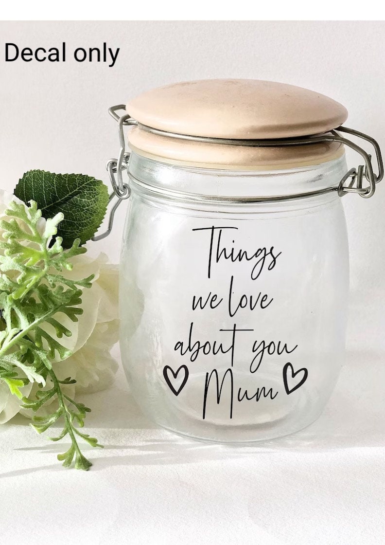 Happy Mother’s Day mum  jar decal , Personalised decal, jar decal, vinyl custom  name, Mother’s Day stickers, happy Mother’s Day