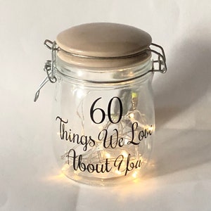 50 things we love about you decal, mason jar decal l vinyl, birthday gift, 60 things I love about you decal, 30th birthday 40th birthday image 7