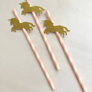 Glitter Unicorn paper straws weddings birthday baby shower