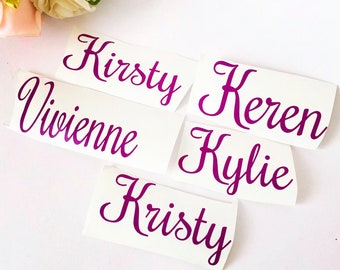 Personalised name decal,water bottle decal vinyl custom name, script font letters, monogram decal, laptop sticker, macbook decal, wall decal