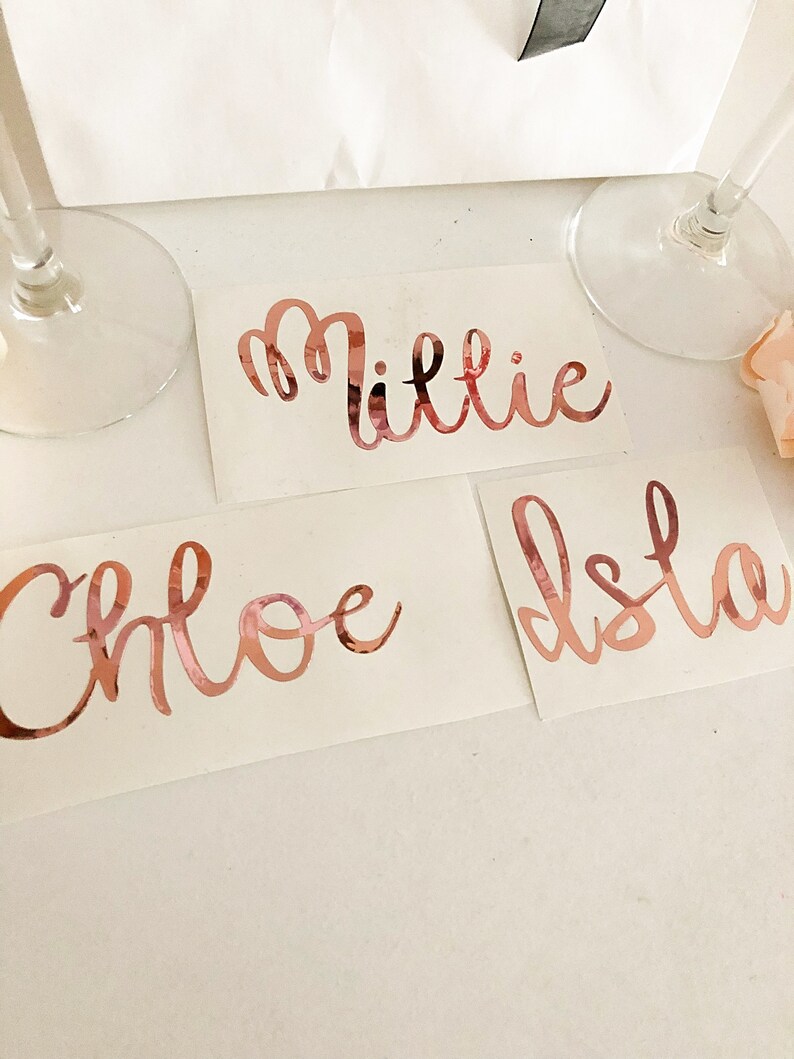 Custom Vinyl Decal Name Rose Gold Name Decal Christmas Gift Etsy