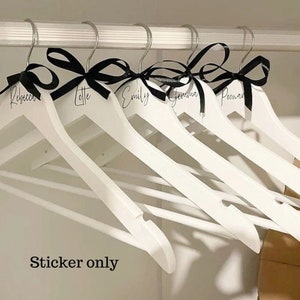 wedding hanger decal personalised vinyl name label, bridal wedding stickers, wedding gift decals, wedding bridal hanger labels image 1