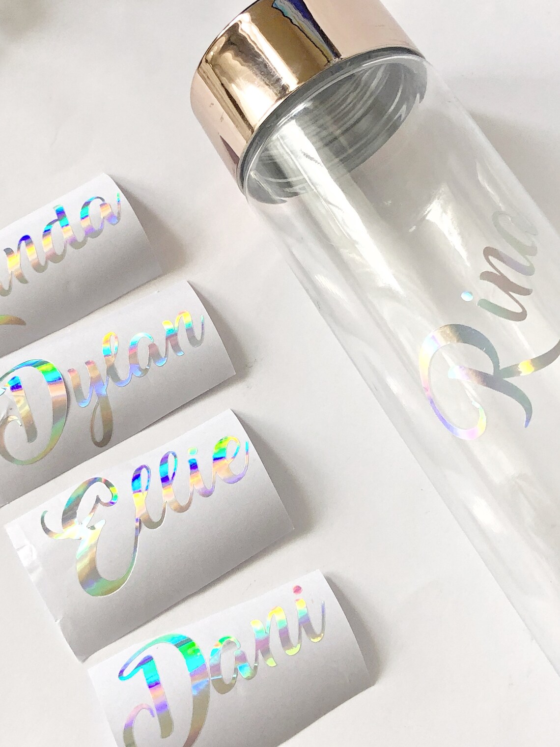 Holographic name decal water bottle label holographic Etsy