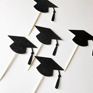 Black Glitter Graduation Cupcake Toppers 2023 Grad Graduation Party ...