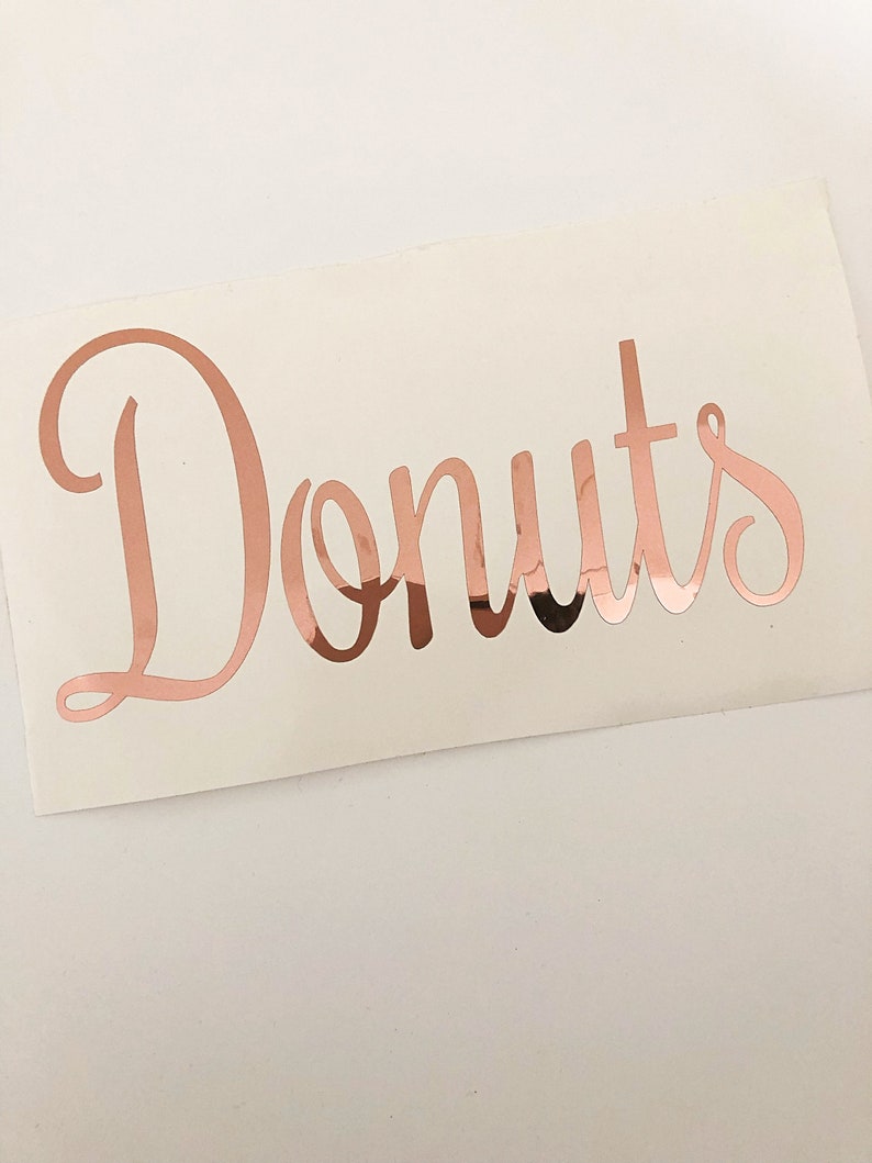 Donuts Decal Rose Gold Name Decal, Donuts Party Party Decals Script ...
