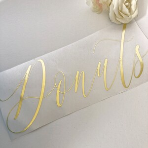 Donuts Sign Decal Gold Name Decal, Donuts Party Party Decals Script ...