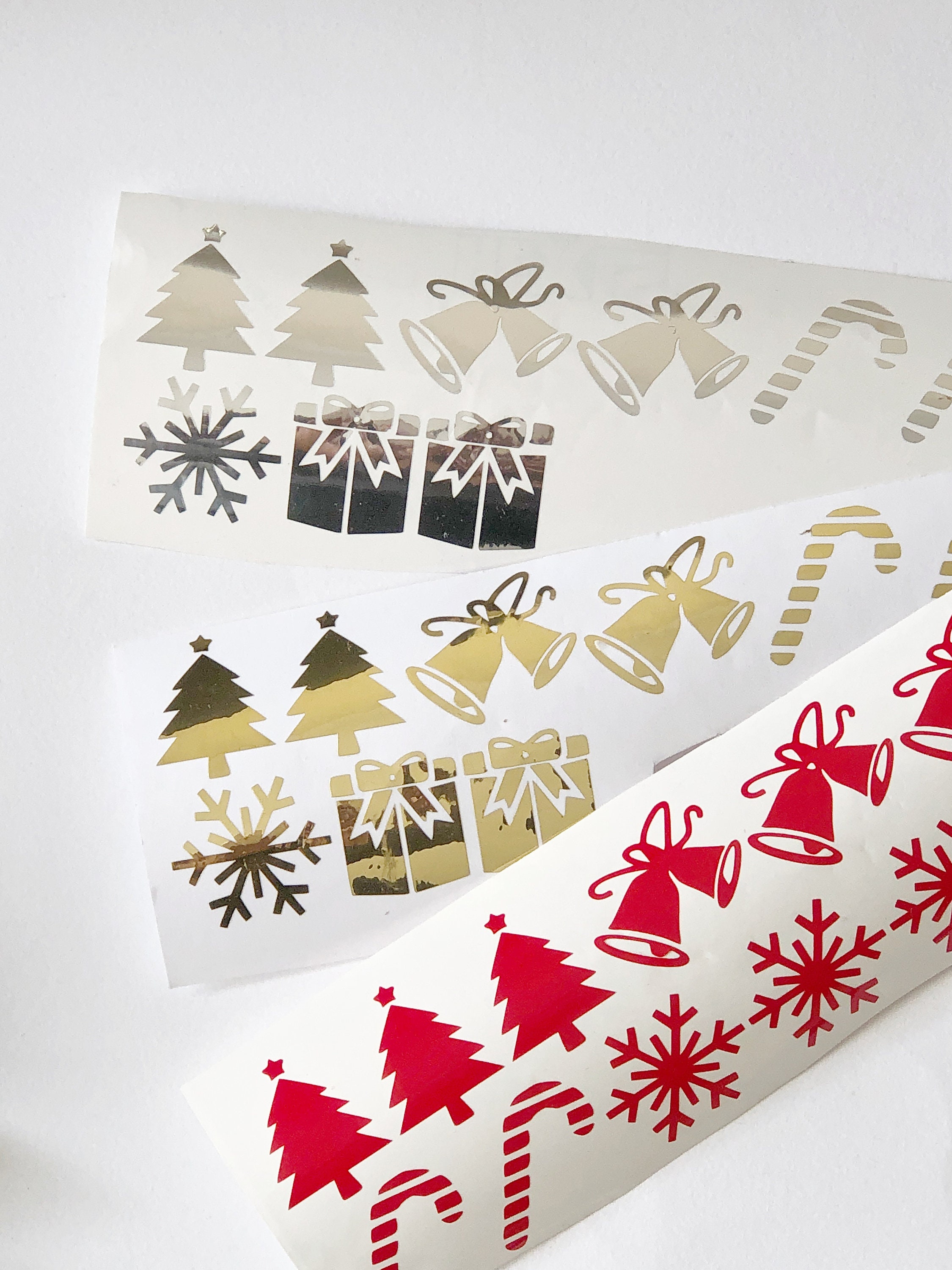 5 Christmas Vinyl Decals Stickers Wine Glass Decal Bauble Custom Vinyl ...