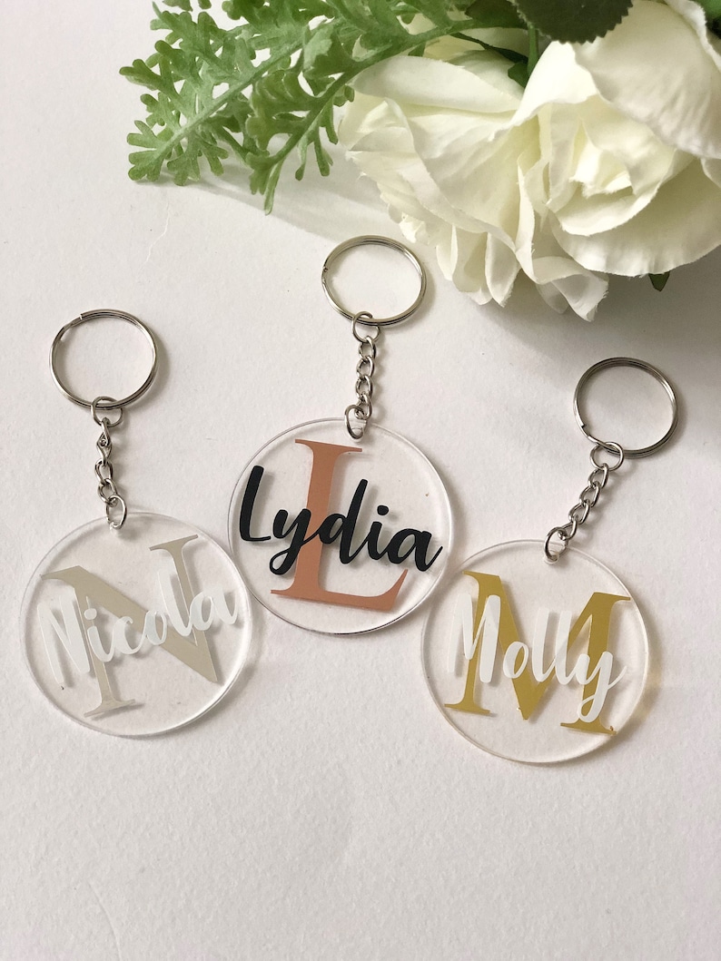 Personalized Acrylic Initial Keyring, Handmade Gift - Etsy