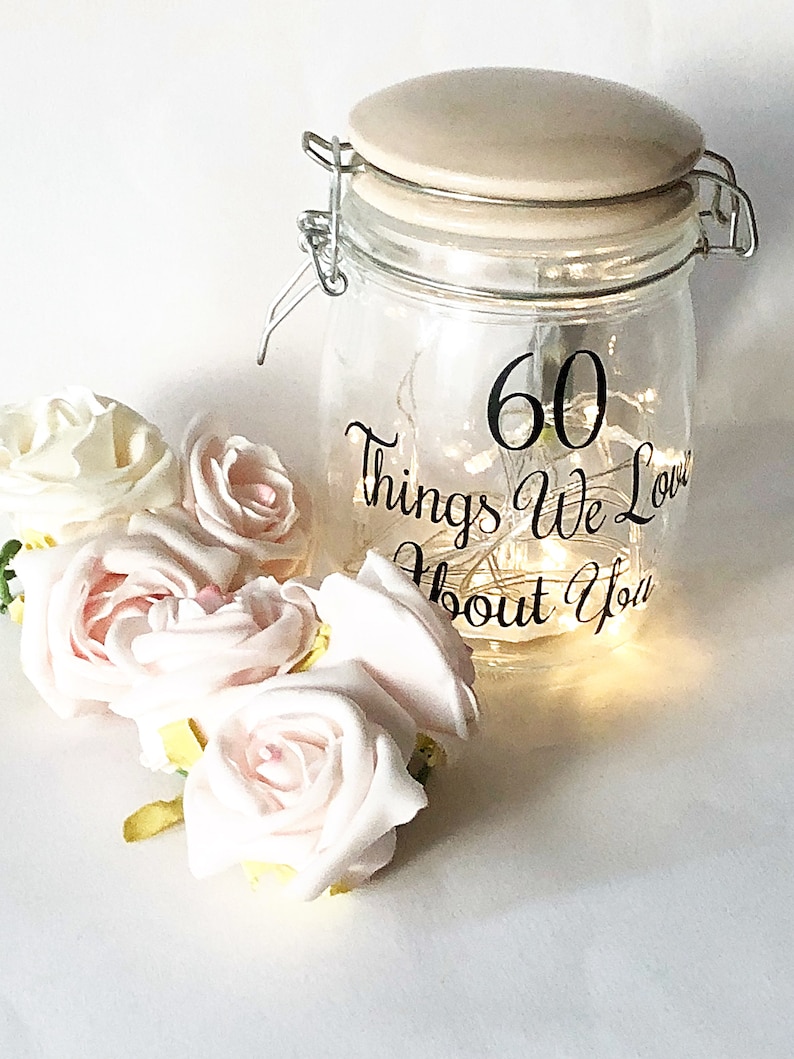50 things we love about you decal, mason jar decal l vinyl, birthday gift, 60 things I love about you decal, 30th birthday 40th birthday image 8