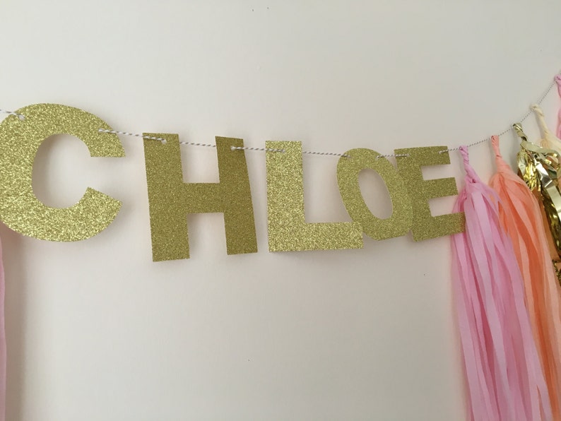 Personalised Tassel garland with glitter name word wedding party events baby shower Christmas decor image 3