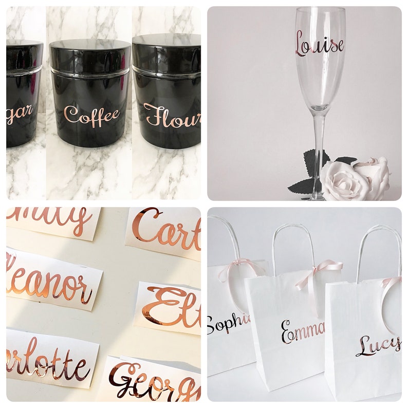 Custom Vinyl Decal Name Rose Gold Name Decal Christmas Gift Etsy