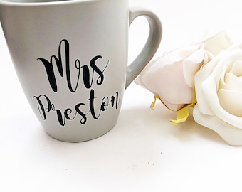 Mug decal, water bottle decal vinyl custom name, script font letters, monogram decal, laptop sticker, macbook decal, wall decal