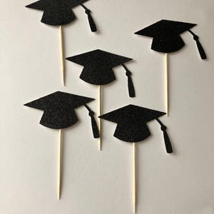 Black Glitter Graduation Cupcake Toppers 2023 Grad Graduation Party ...