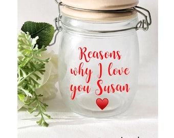 Reason why I love you jar decal, Valentine’s Day decoration I love you decal , Valentine’s Day gift