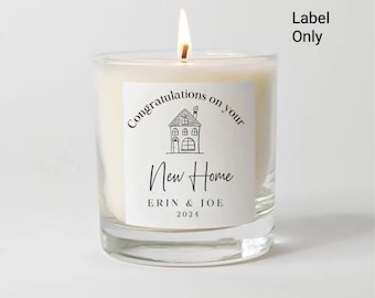 Personalised new home candle label, minimalist  candle label, new home  gifts,  gift label,  labels