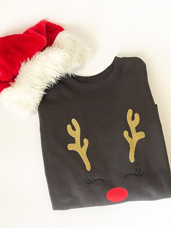 Christmas Heat transfer vinyl only, antler reindeer personalised tshirt, iron on vinyl, Christmas t-shirt transfer, personalised sweats . Il_570xn