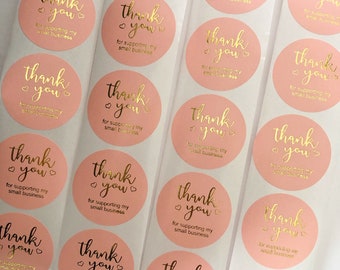 1.5 inch Thank you Foil Stickers Gold Business   stickers mail stickers small business stickers Round stickers business thank you  stickers