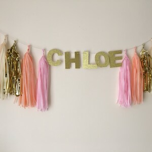 Personalised Tassel garland with glitter name word wedding party events baby shower Christmas decor image 2