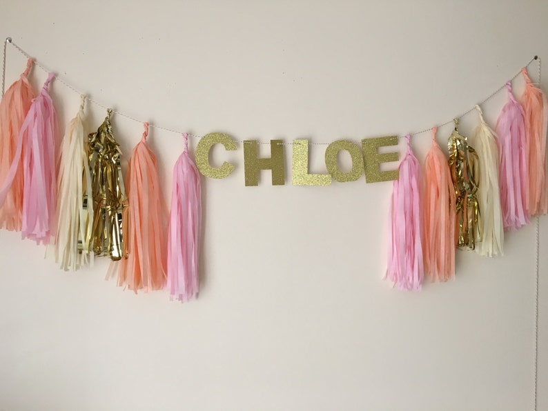 Personalised Tassel garland with glitter name word wedding party events baby shower Christmas decor image 2