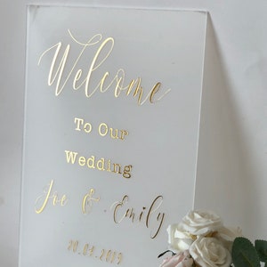 Wedding welcome sign,A1,A2, A3 sign decal vinyl names, gold script font letters, acrylic sign 2021 wedding MacBook decal, wall decal image 6