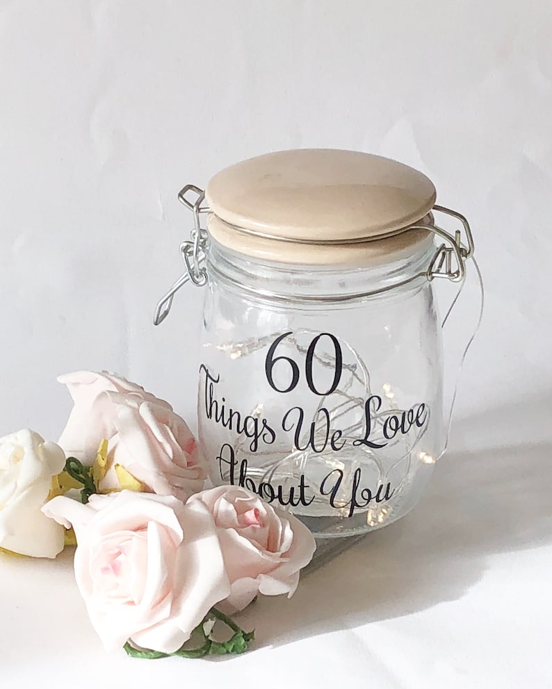 50 things we love about you decal, mason jar decal l vinyl, birthday gift, 60 things I love about you decal, 30th birthday 40th birthday image 9