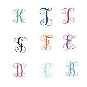 Monogram Name Decal,single Letter Decal, Script Font Letters, Monogram ...