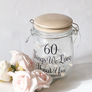 Personalisierter Glasaufkleber, Dinge, die ich an Ihnen liebe Aufkleber, Einmachglas Vinyl, Geburtstagsgeschenk, 60 Dinge, die ich an Ihnen Aufkleber liebe, Muttertagsgeschenk